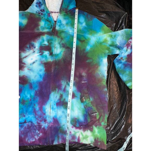 SUPER WARM COZY TIE DYE FAUX FUR LINED HOODIE M - Picture 10 of 10